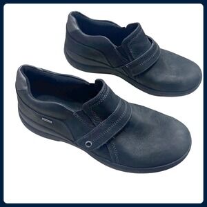 Aravon Black Waterproof Leather Slip On Shoes Womens 8.5 Comfort Stride‎ Walking